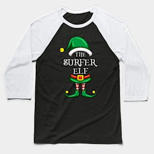 The Surfer Elf Matching Family Christmas Pajama Baseball T-Shirt